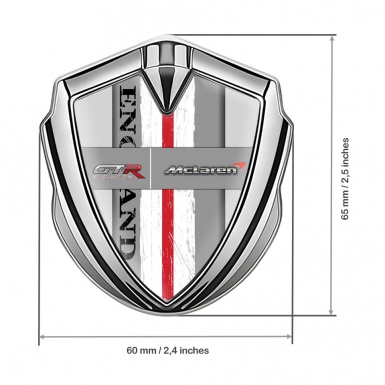 Mclaren GTR Silicon Emblem Badge Silver Grey Frame England Motif
