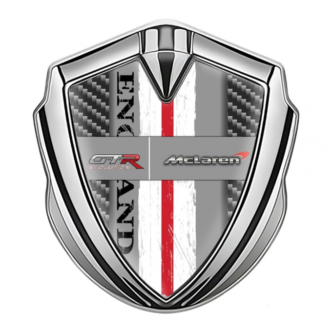 Mclaren GTR Emblem Car Badge Silver Dark Carbon England Motif