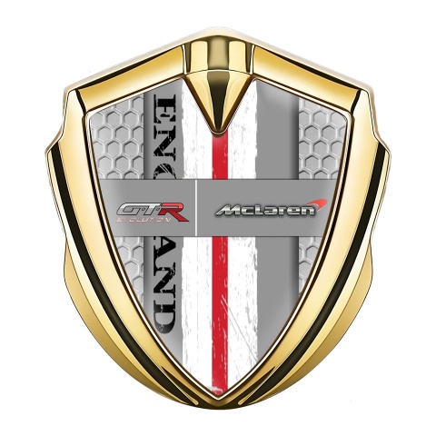 Mclaren GTR Metal Domed Emblem Gold Honeycomb England Edition