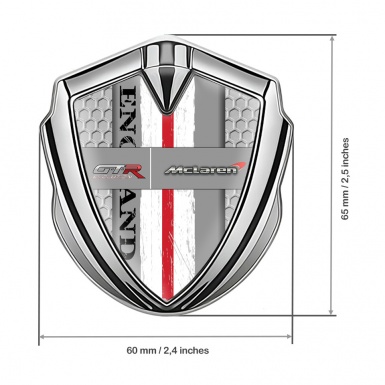 Mclaren GTR Metal Domed Emblem Silver Honeycomb England Edition