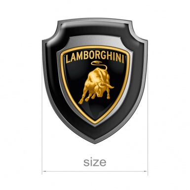 Lamborghini Silicone Sticker Black Metal Effect Classic Logo