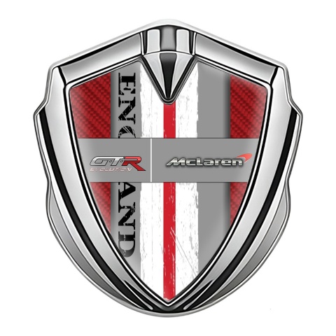 Mclaren GTR Emblem Fender Badge Silver Red Carbon England Edition