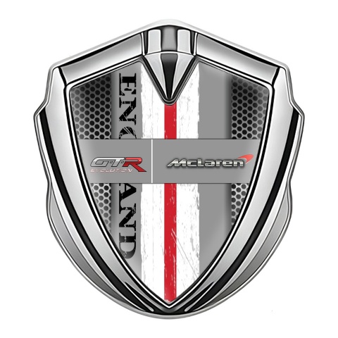 Mclaren GTR Metal Emblem Badge Silver Light Mesh England Edition
