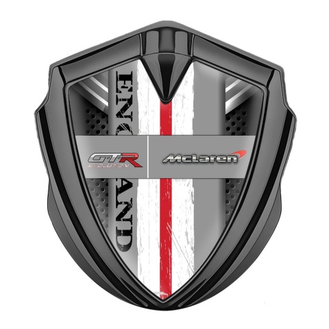 Mclaren GTR Emblem Metal Badge Graphite Grey Ribbon England Edition