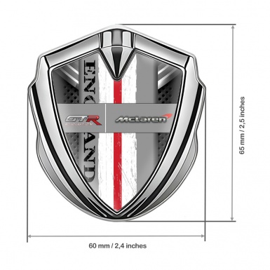 Mclaren GTR Emblem Metal Badge Silver Grey Ribbon England Edition