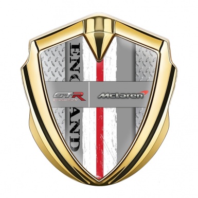 Mclaren GTR Emblem Badge Self Adhesive Gold Treadplate England Edition