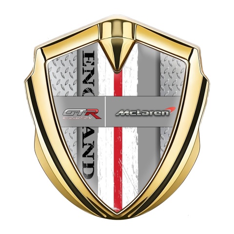 Mclaren GTR Emblem Badge Self Adhesive Gold Treadplate England Edition
