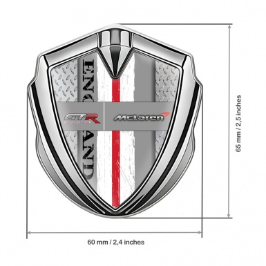 Mclaren GTR Emblem Badge Self Adhesive Silver Treadplate England Edition