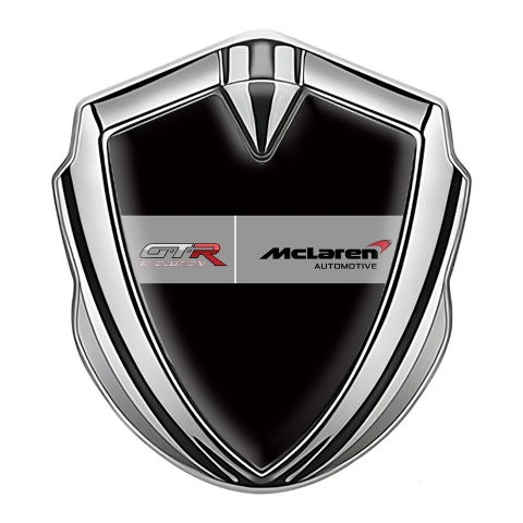 Mclaren GTR Silicon Emblem Badge Silver Black Base Evolution Design