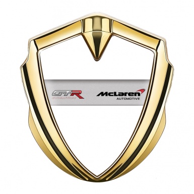 Mclaren GTR Emblem Car Badge Gold White Base Evolution Design