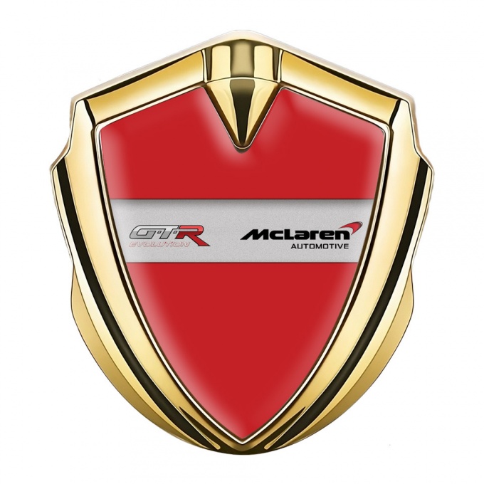 Mclaren GTR Emblem Silicon Badge Gold Red Fill Evolution Edition
