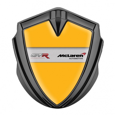 Mclaren GTR Metal Domed Emblem Graphite Yellow Fill Evolution Edition