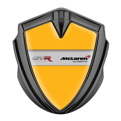 Mclaren GTR Metal Domed Emblem Graphite Yellow Fill Evolution Edition