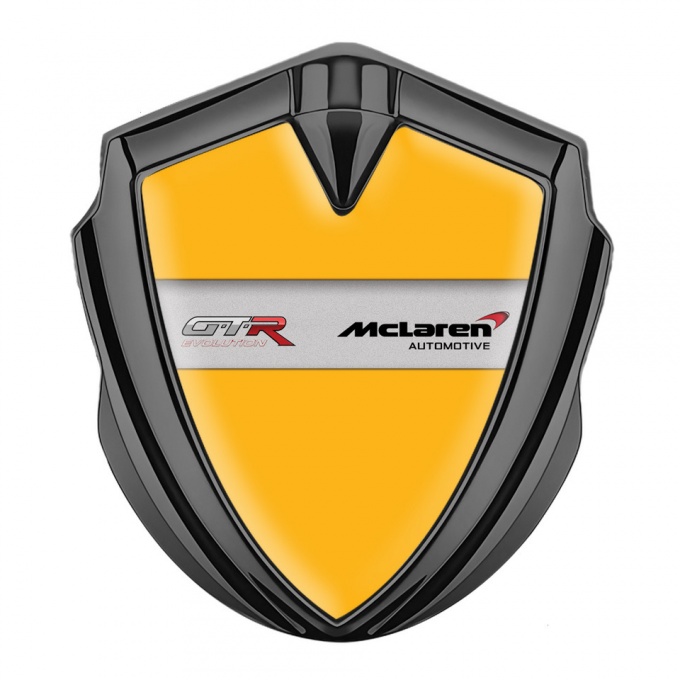 Mclaren GTR Metal Domed Emblem Graphite Yellow Fill Evolution Edition