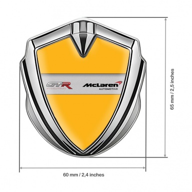 Mclaren GTR Metal Domed Emblem Silver Yellow Fill Evolution Edition