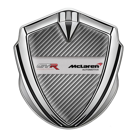 Mclaren GTR Badge Self Adhesive Silver Light Carbon Evolution Edition