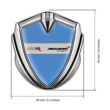 Mclaren GTR Metal Emblem Self Adhesive Silver Blue Base Evolution Design