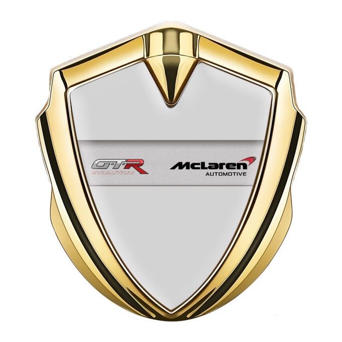 Mclaren GTR Fender Emblem Badge Gold Grey Base Evolution Design