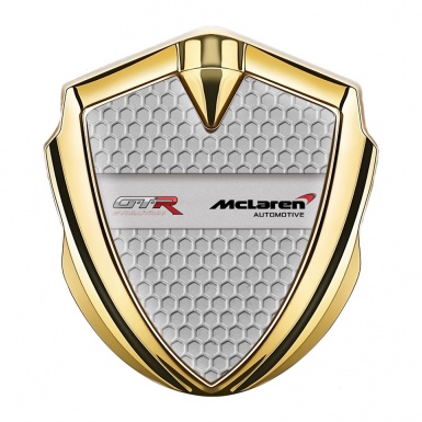 Mclaren GTR Metal Emblem Badge Gold Honeycomb Evolution Design