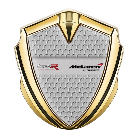 Mclaren GTR Metal Emblem Badge Gold Honeycomb Evolution Design