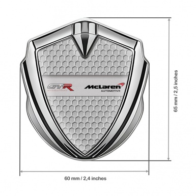 Mclaren GTR Metal Emblem Badge Silver Honeycomb Evolution Design