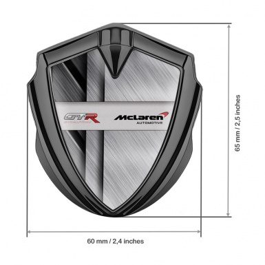 Mclaren GTR 3d Emblem Badge Graphite Brushed Aluminum Evolution Style