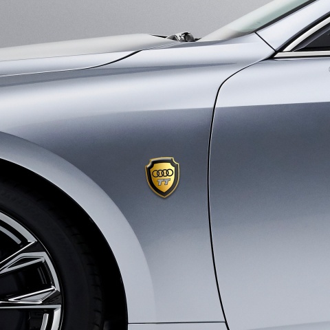 Audi TT Silicone Sticker Gold Effect Grey Logo