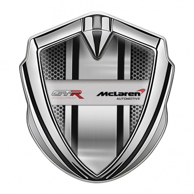 Mclaren GTR Silicon Emblem Badge Silver Mesh Frame Evolution Style