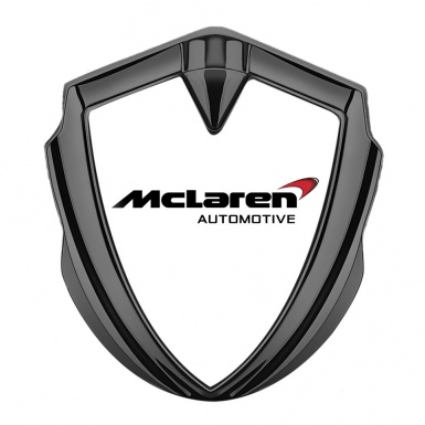 Mclaren Emblem Silicon Badge Graphite White Background Classic Logo