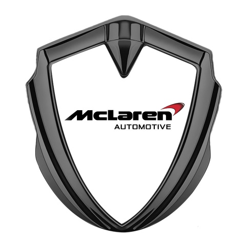 Mclaren Emblem Silicon Badge Graphite White Background Classic Logo