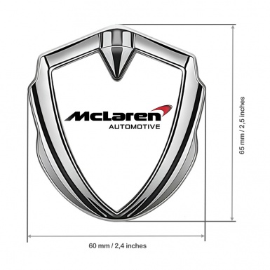 Mclaren Emblem Silicon Badge Silver White Background Classic Logo