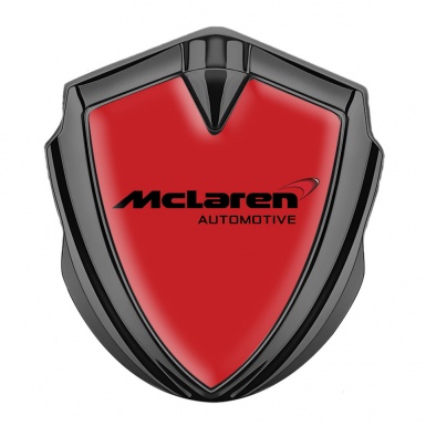 Mclaren Metal Domed Emblem Graphite Crimson Background Classic Logo