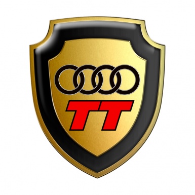 Audi TT Shield Silicone Sticker Gold Effect Red Logo