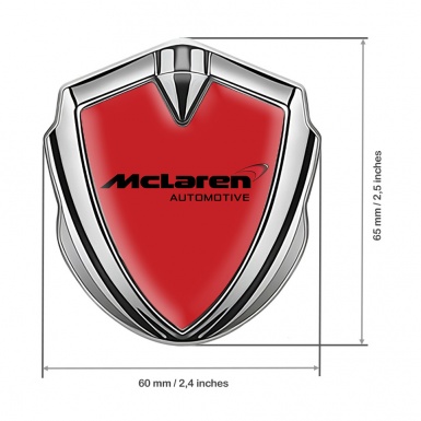 Mclaren Metal Domed Emblem Silver Crimson Background Classic Logo