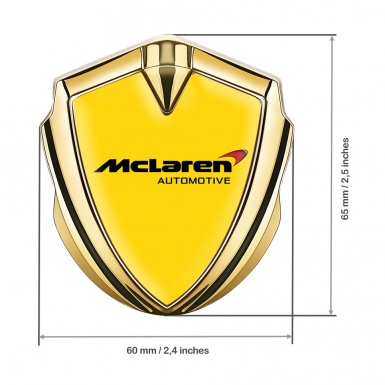 Mclaren Metal Domed Emblem Yellow Yellow Background Classic Logo