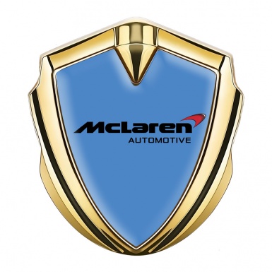 Mclaren Badge Self Adhesive Gold Glacial Blue Print Classic Logo
