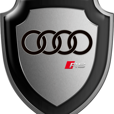 Audi RS Shield Silicone Sticker Metal Effect Black Logo