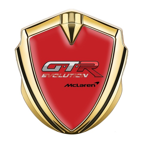 Mclaren GTR Emblem Self Adhesive Gold Crimson Base Evolution Design