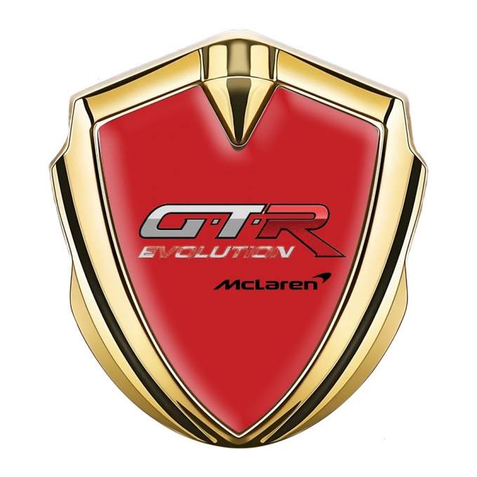 Mclaren GTR Emblem Self Adhesive Gold Crimson Base Evolution Design
