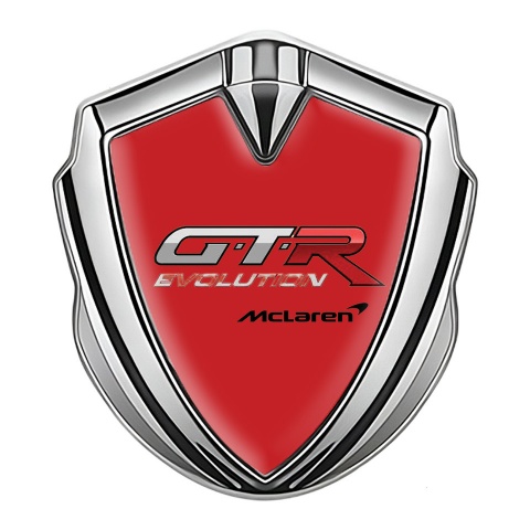 Mclaren GTR Emblem Self Adhesive Silver Crimson Base Evolution Design