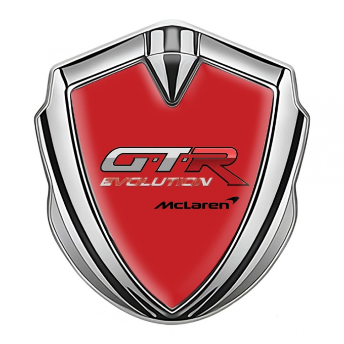 Mclaren GTR Emblem Self Adhesive Silver Crimson Base Evolution Design