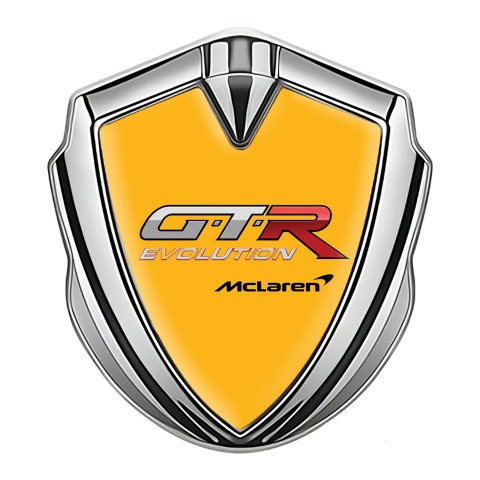 Mclaren GTR Metal Emblem Badge Silver Orange Base Evolution Design