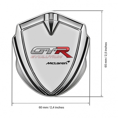 Mclaren GTR Domed Emblem Badge Silver Grey Print Evolution Edition