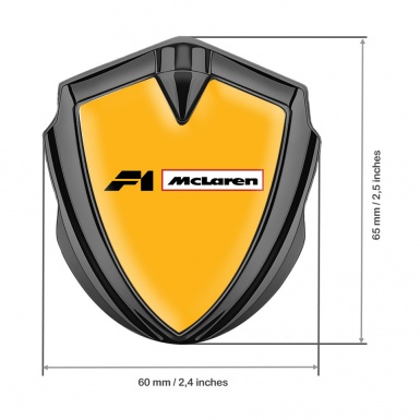 Mclaren F1 Silicon Emblem Badge Graphite Orange Base Black White Logo