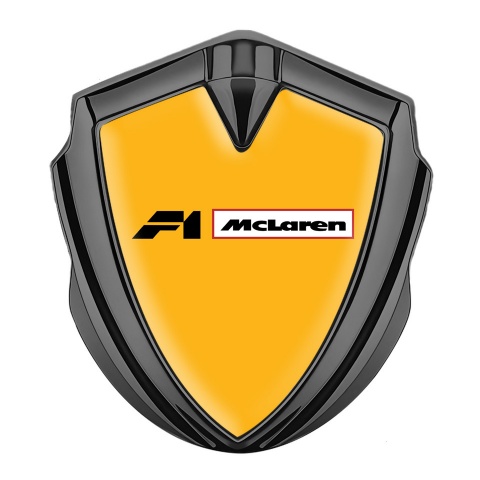 Mclaren F1 Silicon Emblem Badge Graphite Orange Base Black White Logo