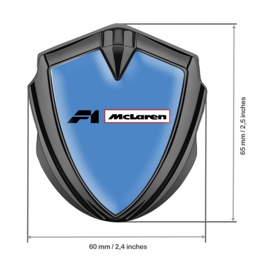 Mclaren F1 Emblem Silicon Badge Graphite Blue Base Black White Logo