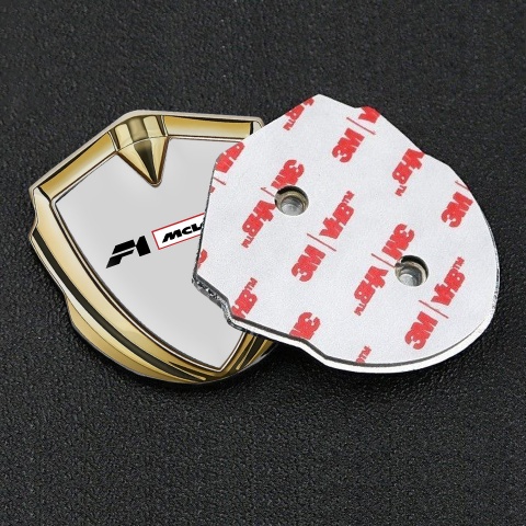 Mclaren F1 Metal Domed Emblem Gold Blue Base Black White Logo