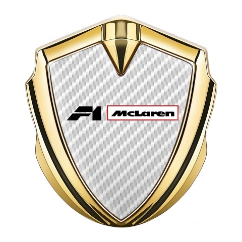Mclaren F1 Badge Self Adhesive Gold White Carbon Black Logo Design