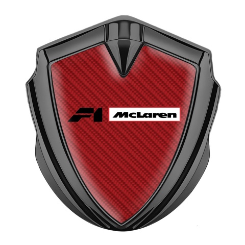 Mclaren F1 Emblem Fender Badge Graphite Red Carbon Black Logo Design