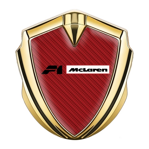 Mclaren F1 Emblem Fender Badge Gold Red Carbon Black Logo Design